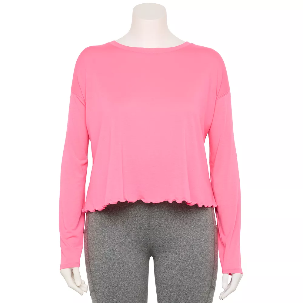 Plus Size Tek Gear® Lettuce-Edge Cross-Back Top 1 Plus Size Tek Gear® Lettuce-Edge Cross-Back Top