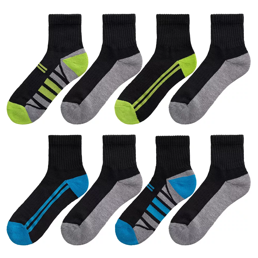 Boys Tek Gear® Cushioned 8-pack Performance Quarter Socks 1 Boys Tek Gear® Cushioned 8-pack Performance Quarter Socks